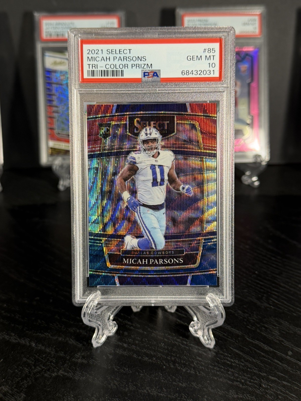 2021 Panini Select Football Micah Parsons Rookie Tri-Color Prizm /249 PSA 10 #85