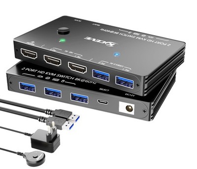 HDMI KVM Switch 2 PC 1 Monitore 8K@60Hz 4K@120Hz