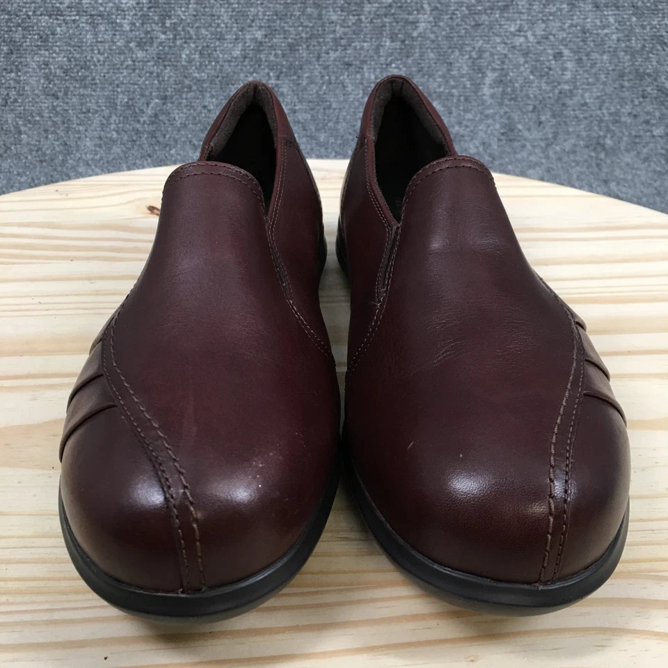 NUEVO Zapatos Aravon Para Mujer 9 EE Faith Mocasines Sin Cordones Planos WEF13BR Cuero Marrón Foto 4 de 4