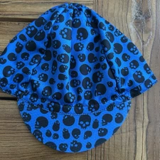 SOLID BLUE BLACK SKULLS HEX-TEK® Wicking Polyester Team Cycling Cap FREE SHIP !!