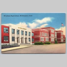 Postcard Windham High School Willimantic Connecticut Architecture