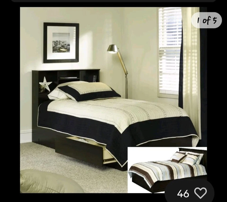 Mainstays 410794 2 cajones estantería cama de almacenamiento - canela cereza Foto 2 de 2