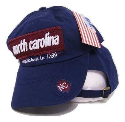 State of North Carolina Established in 1789 NC Blue Embroidered Cap Hat 