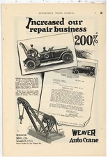 1924 Weaver Auto Crane Ad: Rainer Motor Co., Troy Alabama Truck Pic, Letterhead