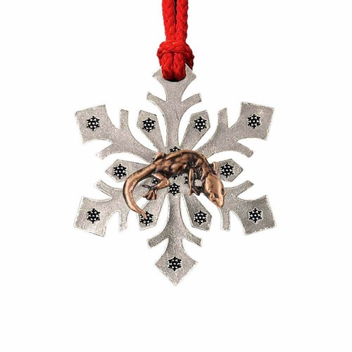 Adornos de árbol de Navidad copo de nieve con rana de peltre y lagartos, hechos en EE. UU. - Imagen 11 de 33