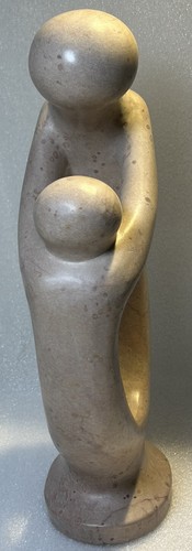Modern Art Minimalist Carved Stone Statue Parent Child Kenya VTG MCM 10.5x4.5” - Picture 3 of 12