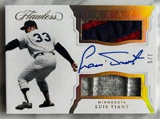 LUIS TIANT Panini Flawless Game-Used Dual Patch 5/7 Twins Boston Red Sox