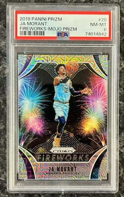 2019 Prizm Ja Morant Fireworks Mojo Prizm /25 #28 PSA 8 RC Rookie Grizzlies SP