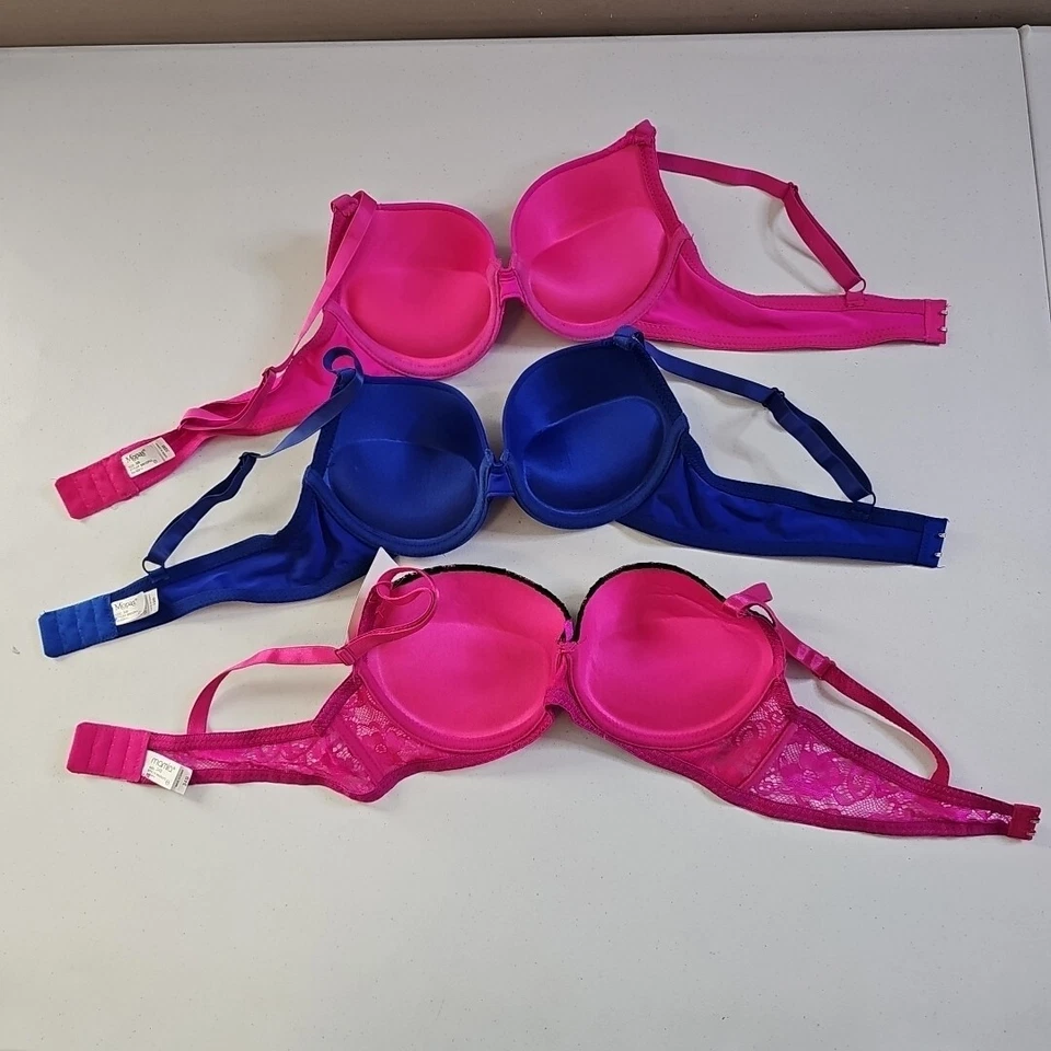 Lote de 3 sujetadores Mopas íntimos rosa y azul con aros TALLA 32B 34B NUEVO Y NUEVO SIN ETIQUETAS  Foto 3 de 4