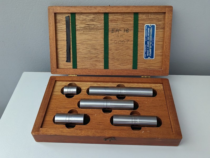 SWEDISH GAGE. Co. RODS, 1"-5" LOT of 5 FOSDICK  7/8" Diameter Wood Box