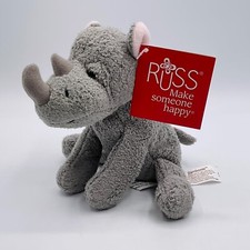 NEW Russ Luv Pets Gray Rhino 5" Plush Stuffed Beanbag Rhino Zambonie Animal B