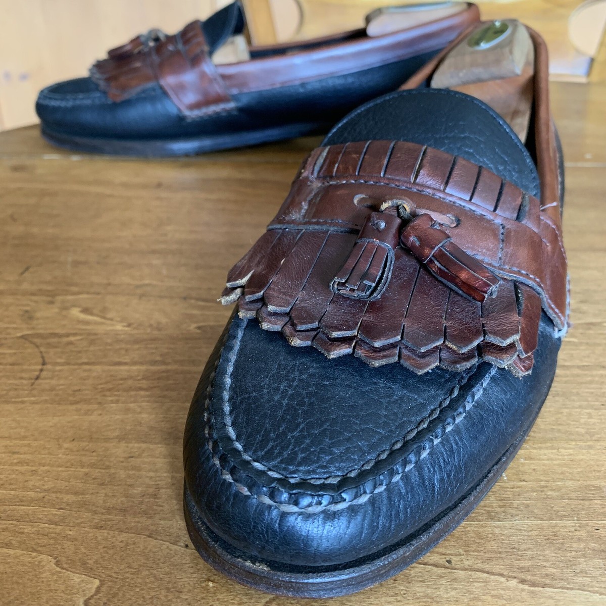 Mens H S Trask Kiltie Tassel Loafers Brown / Black Size 11 1  display picture 1