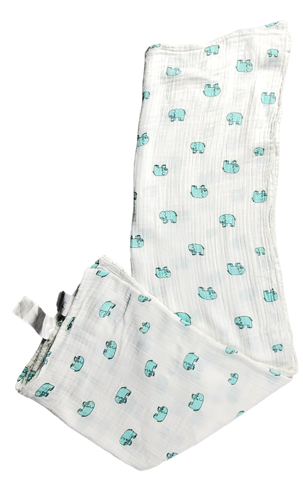 Aden + Anais Receiving Blanket Teal Blue Elephant Print Swaddle Cotton