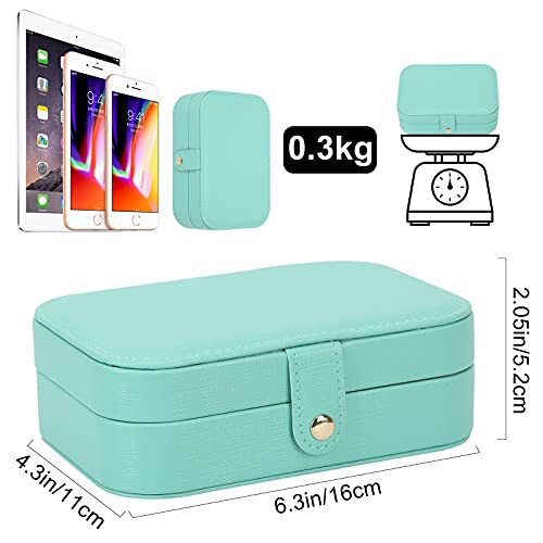 Joyero, Estuche Organizador de Joyas de Viaje Pequeño Almacenamiento de Joyas y VERDE - Imagen 3 de 7
