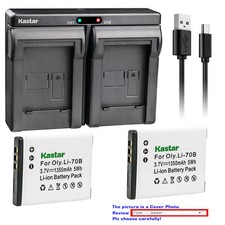 Kastar Battery Dual USB Charger for Olympus Li-70B Olympus FE-5040 VG-120 Camera