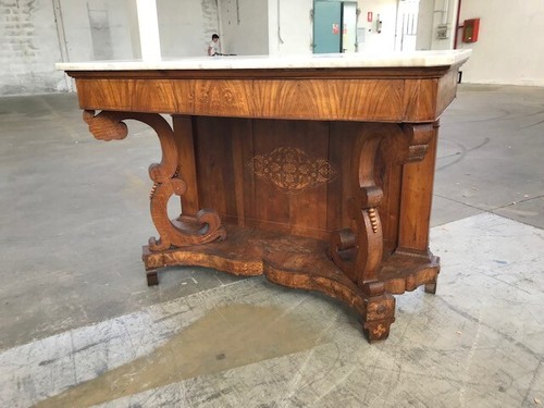 Elegante consolle Carlo X in noce e piuma di noce - Restaurata(in corso d'opera) - Foto 2 di 10