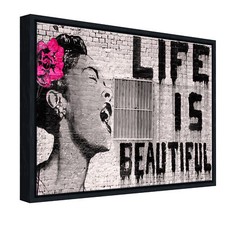 Canvas Print Wall Art Painting Home Decor Banksy Life is Beautiful Picture Grey
