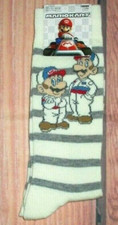 MENS MARIOKART MARIO LUIGI STRIPED CREW SOCKS SHOE SIZE 6.5-12 