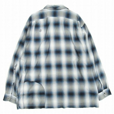 24aw bow wow rayon check shirts knitted shirt bandana repair long  