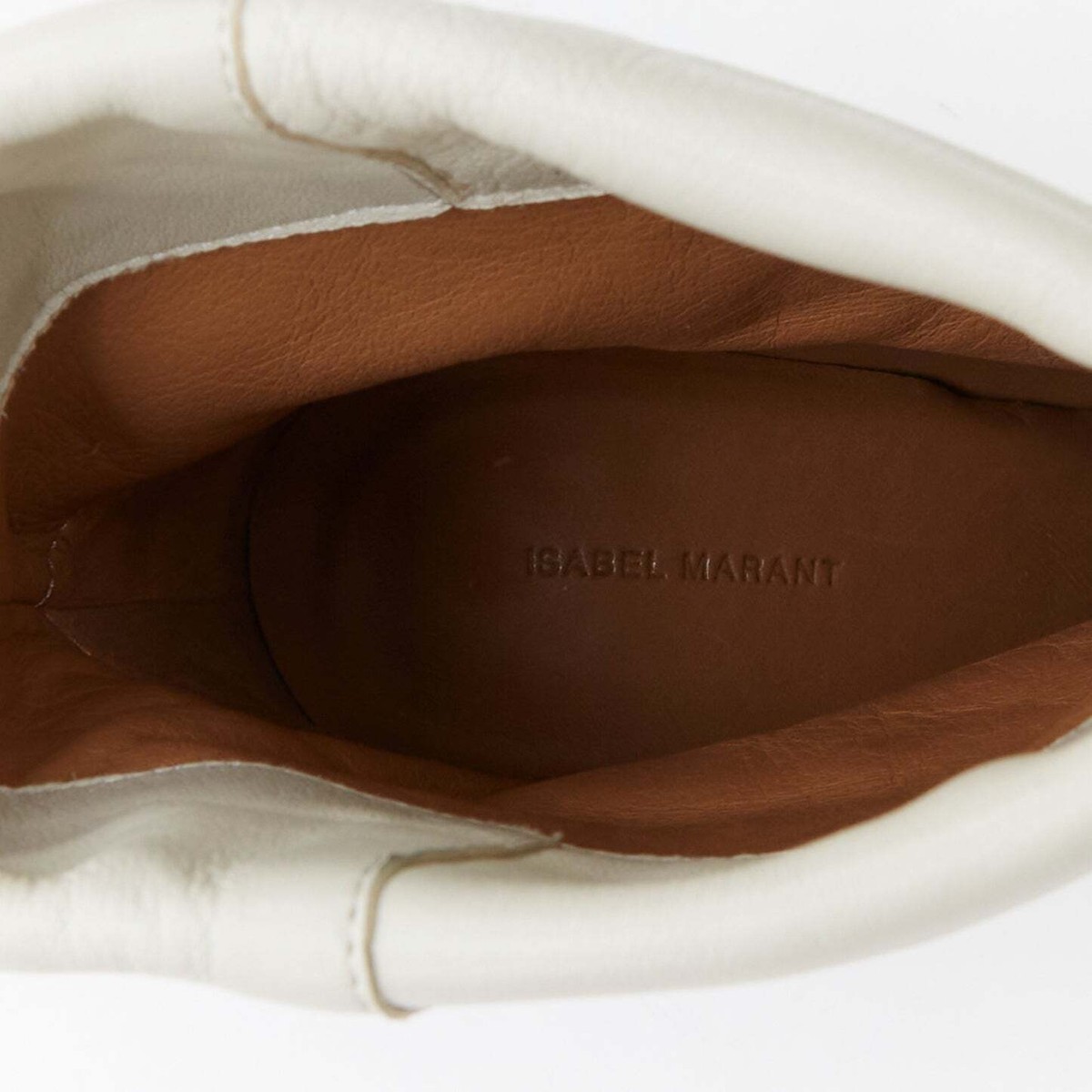ISABEL MARANT Rouxa off white leather black cone heel boots ISABEL MARANT Rouxa off white leather black cone heel boots