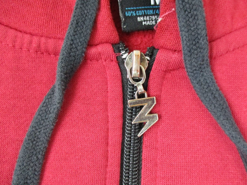 Sudadera con Capucha 3rd Rail Hombres Mediana Roja Negra Zoo York Patinador Y2K Años 90 Sudadera Cremallera Completa Foto 4 de 4