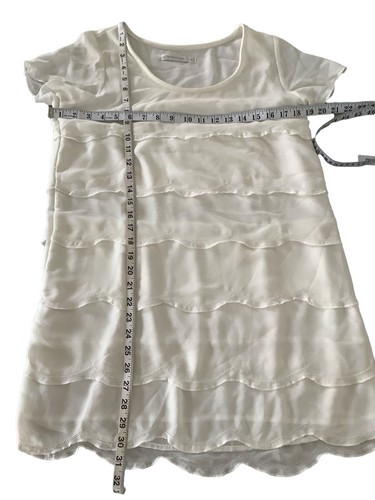Mink Pink Short Sleeve Dress Size 12 Cream Tiered Short Party Feminine Occasion - Picture 6 of 9