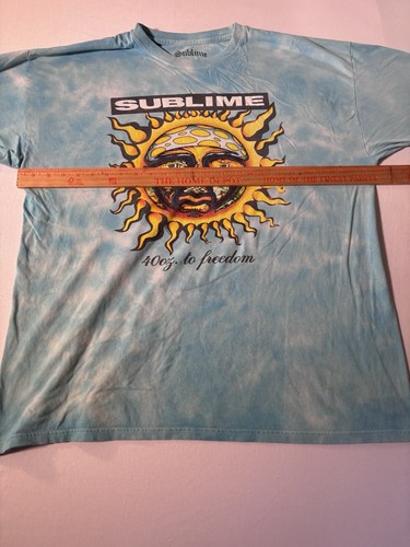 Official Sublime "40 Oz To Freedom" T-Shirt Blue Tie Dye Sun Graphic Tiny Stains - Picture 3 of 13