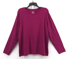 Member's Mark Shirt Women Plus Size 2XL Purple Long Sleeve Crew Neck Casual Top