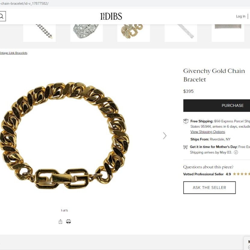 Givenchy chain bracelet gold 1980-1989 vintage 