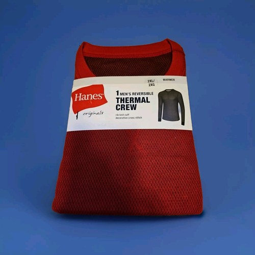 Hanes Originals Men's Raschel Reversible Knit Thermal Top Burgandy NWT, Size 2XL