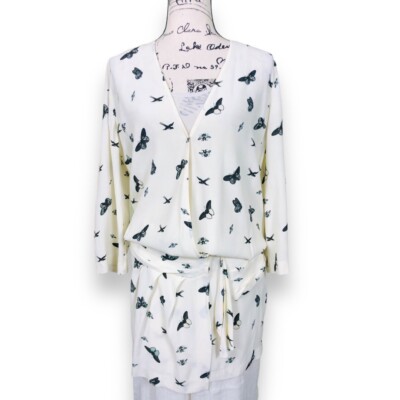 Ba&sh bash Tent Dress Butterfly Pint Black White V neck Snap Button Long Sleeve