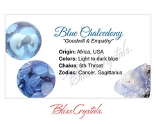 BLUE CHALCEDONY Crystal Information Card, Double sided #HC15