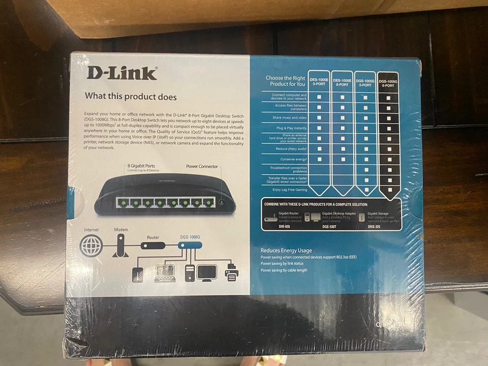 D-Link  DGS (DGS-1008G) 8-Ports External Ethernet Switch - Image 3 of 4