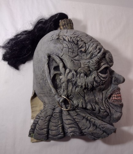 Vintage Zombie Halloween Mask Ghoul Scary Ponytail Hair Full Head Cover - Picture 4 of 6