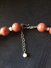 Brick Red String and Round Bead Necklace with Stone Heart Shaped Pendant18"Long — photo 7