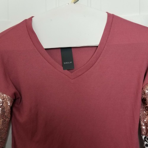Sheilay Women Blouse Long Sleeve V Neck Leopard Print Casual Size S - Picture 2 of 8