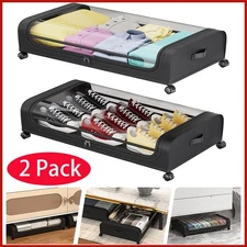 2 Pack Under Bed Storage with Wheels Bedroom Storage Organizer Container 60L XXL