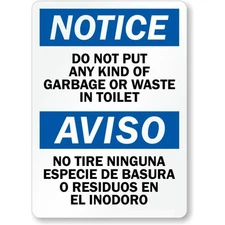 Bilingual No Garbage Waste Aluminum Weatherproof Sign b00048