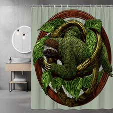 Sloth in Jungle Leaves Shower Curtain Graphic Print