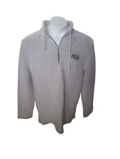 Weird Fish Adult Mens Pullover Sweater Large Beige Quarter Zip Knit Long Sleeve