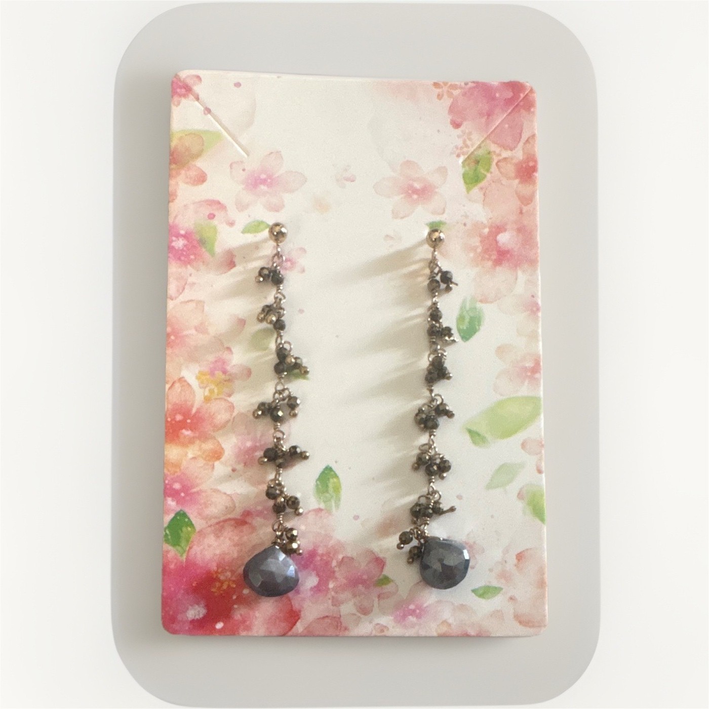 Silver Tone Blue Teardrop Crystal Dangle Drop Earrings Hook Closure
