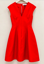 Halston Heritage Red V-Neck Sleeveless A-Line Knee Length Dress Zip NWT 8
