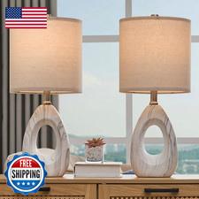 Euo 20 White Ceramic Lamps Set Of 2 For Bedroom Small Oval Lamps For Nightstand