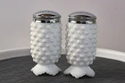 Milk Glass Hobnail Kitchen Salt & Pepper Shakers White - Sold  AS IS