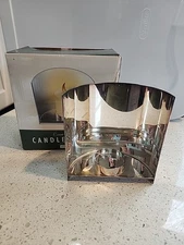 Restoration Hardware Cirrus Reflector Silver Plate Curved Candle Holder 