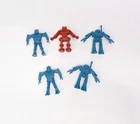 Vintage Arco Rogun Robots 1.5" Mini Figures Lot Of 5 80's Sci-Fi Red Blue & Red