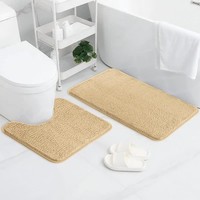 Badematte 2Er Set Rutschfest Wasserabsorbierend Mikrofaser Badezimmerteppich