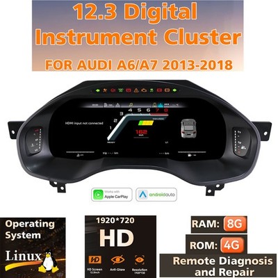 For AUDI A6 A7 2013-2018 CarPlay Linux Digital Instrument Cluster Speedometer