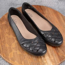 Clarks Collection Leather Flats Gracelin Maze Black 9.5 W