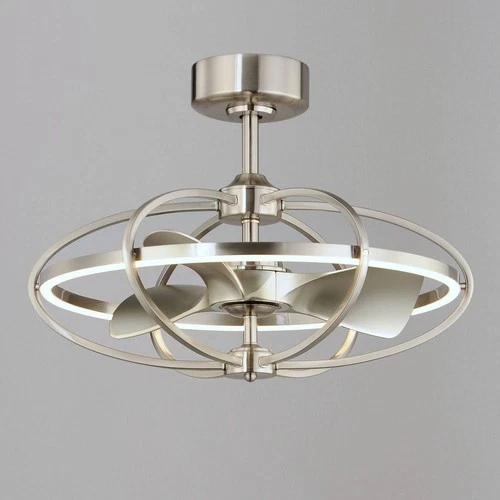 22" Maxim Corona Satin Nickel CCT LED Fandelier Smart Ceiling Fan - Picture 1 of 5